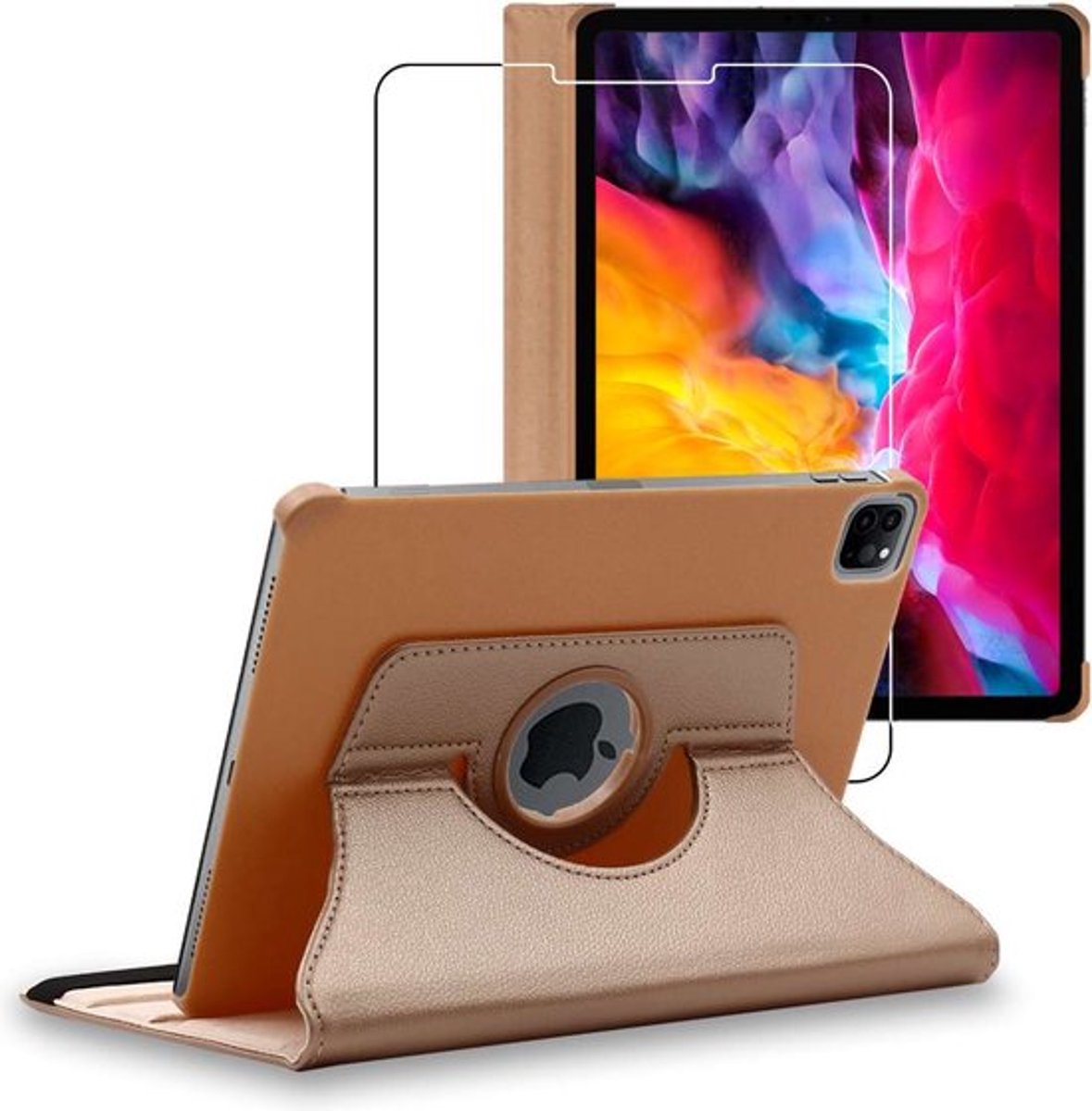 ebestStar - Hoes geschikt voor iPad Air (2020) 10.9, iPad Air 4 Apple, Roterende Etui, Case, 360° Draaibaar hoesje, Goud + Gehard Glas