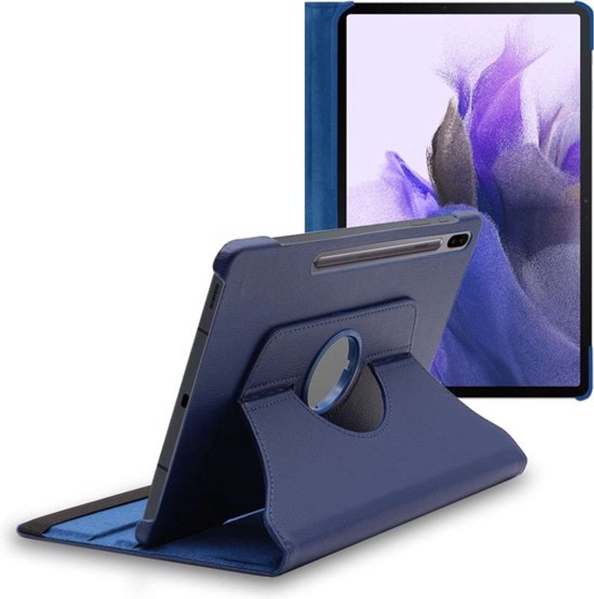 ebestStar - Hoes geschikt voor Samsung Galaxy Tab S7 FE T730, 5G T736B, Roterende Etui, Case, 360° Draaibaar hoesje, Donkerblauw