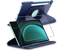ebestStar - Hoes geschikt voor Samsung Galaxy Tab S9 FE X510N, 5G X516B, Roterende Etui, Case, 360° Draaibaar hoesje, Donkerblauw + Gehard Glas