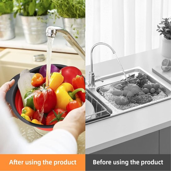 SnelShoppen - Set van 3 Vouwbare Keukenzeefjes - Multifunctionele Pasta- en Groentezeef - Hoogwaardige Silicone en PP Materialen - Ruimtebesparend - 3 van Snelshoppen — afbeelding 4