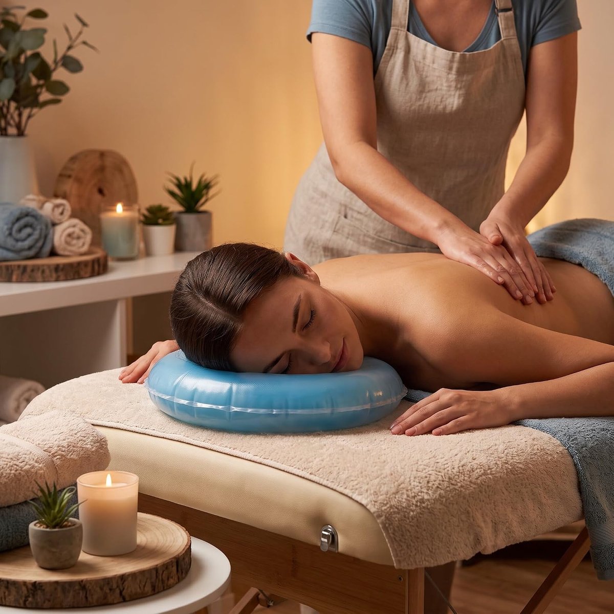 SnelShoppen - Silicone Face Pillow - Zacht Gel Kussen voor Massage Stoel, Spa Kussen, Ontspanning Hoofdkussen, Hoofdeinde, Overlay Gezicht, Blauw