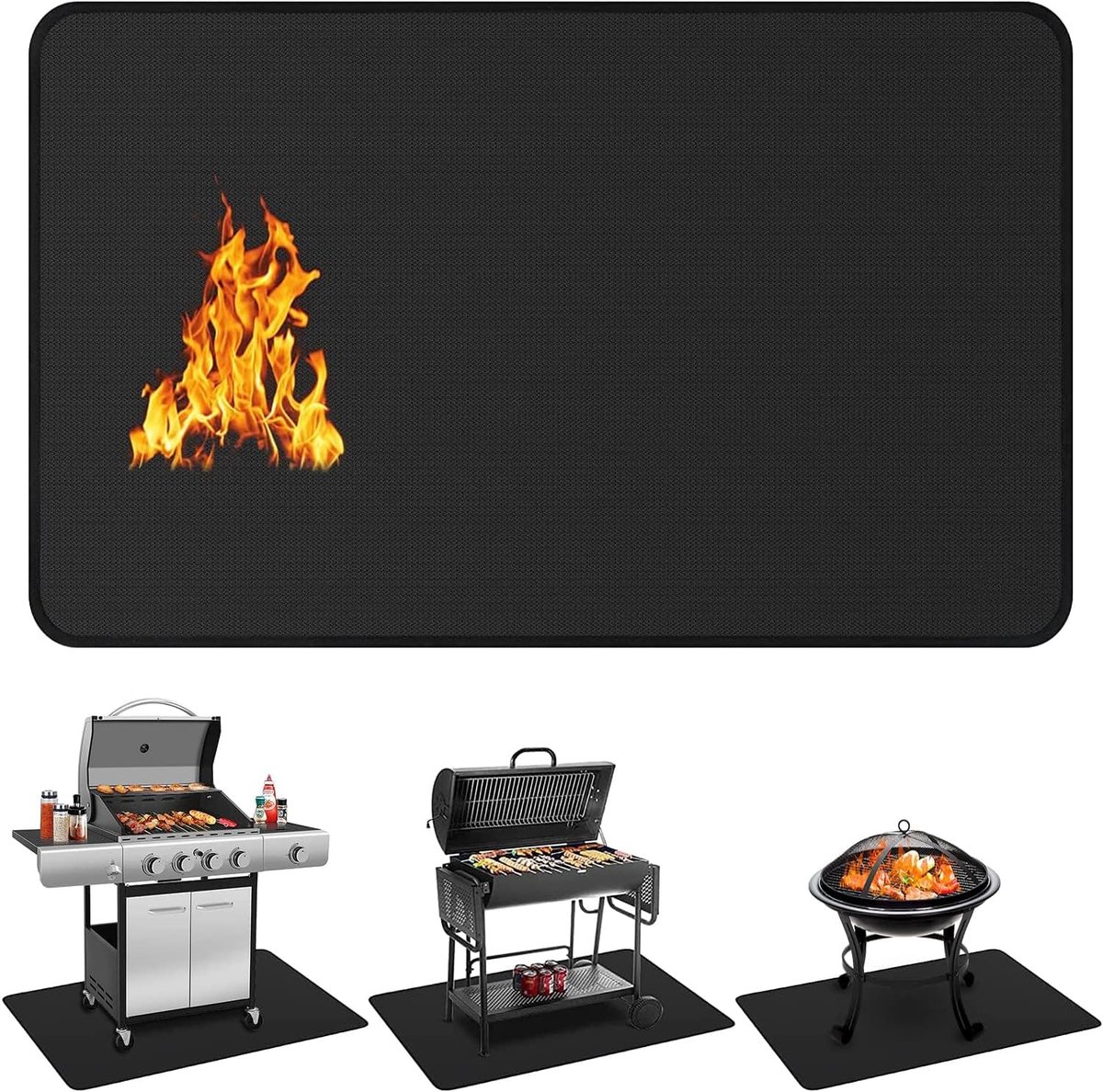 SnelShoppen - XXL 152x101 cm Herbruikbare Vuurmat, Vuurvaste Mat, Beschermende Terrasmat voor Tuin en Patio, Ideaal voor Vuurschalen en Barbecues