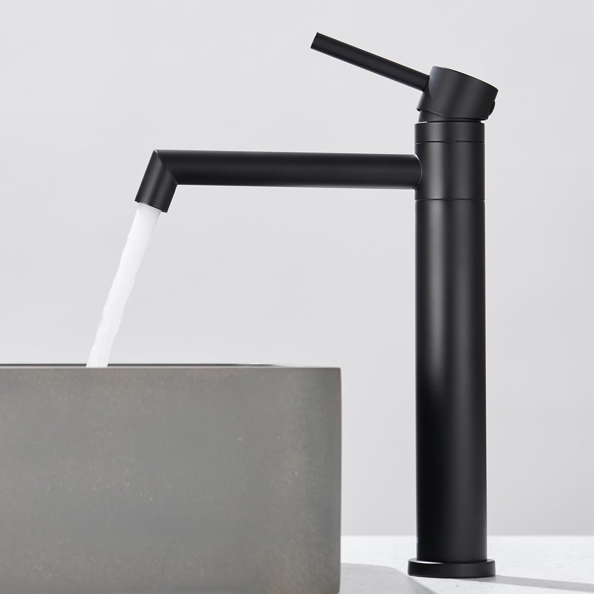 SnelShoppen - Hoogte 204mm Washbasin Kraan, Badkraan met 360° Rotatie, Matt Zwart, Stijlvolle en Duurzame Zorg voor Top Zinken