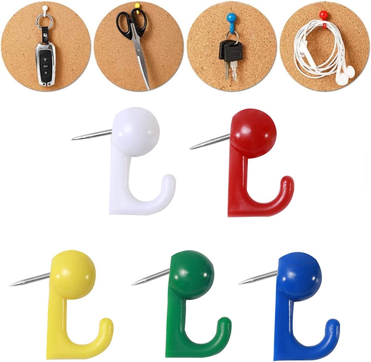 SnelShoppen - 50 Stuks Kleurrijke Duimspijkers - Plastic Thumb Tacks voor Korkbord, Bulletin Board, Berichtborden, Foto's en Kalenders - Ideaal voor S