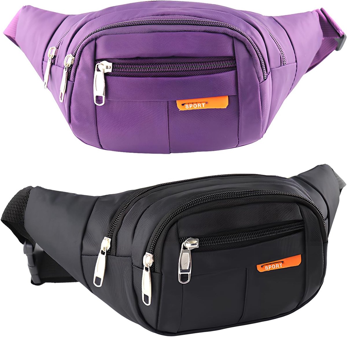 SnelShoppen - Pack van 2 Waterdichte Heuptas voor Mannen en Vrouwen, Sport Heuptas met Verstelbare Band, Outdoor Hardloopriem, Geldtas, Multifunctione