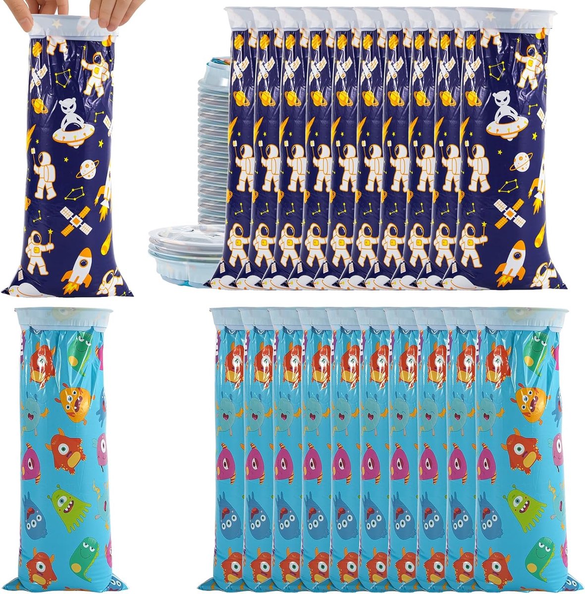 SnelShoppen - Pack van 20 Kinderen Burp Bags Cartoon Spugzakken - 2000ml voor Reis, Auto, Vlieg, Beweging Ziekte, Ideaal voor Kinderen