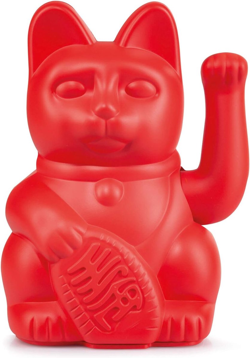 SnelShoppen - Lucky Cat Rood - Japanse Decoratieve Kat 15 cm Hoog - Geluksbrenger in Stijlvol Matte Design - Feng Shui Talisman - Hoogwaardige Kunstst