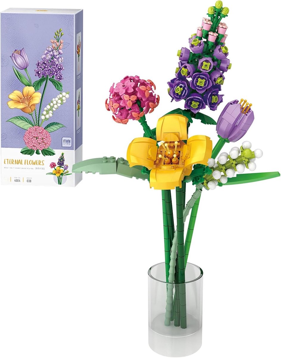 SnelShoppen - MEIEST Bloemen Boeket Bouwstenen Set, Mini Stenen Planten Botanische Collectie Bouwspeelgoed, Creatieve DIY Kunstmatige Bloemen voor Thu