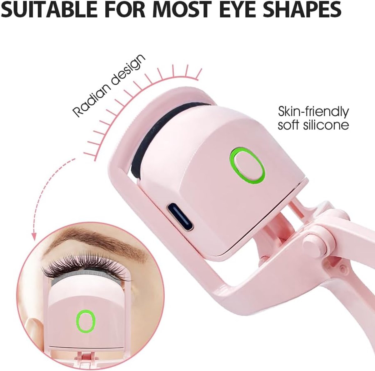 SnelShoppen - Elektrische Wimperkruller, Snelle Geheven Wimperkruller met Siliconen Probe Pad, USB Oplaadbare Wimperkruller, Duurzame Wimperkruller (O