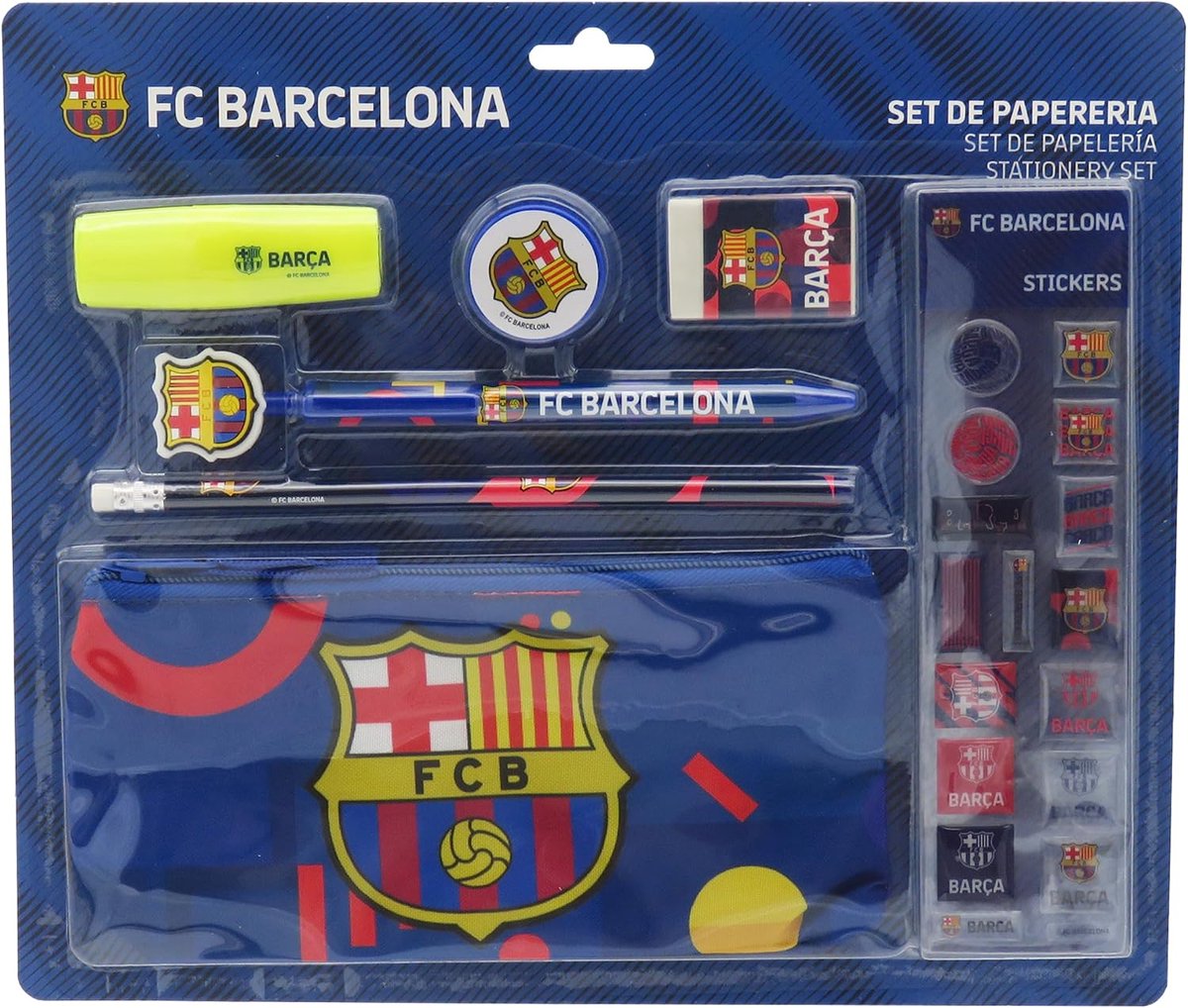 SnelShoppen - FC Barcelona Stationery Set - Schoolmateriaal, Schrijfbenodigdheden, Pennen, Etui, Blauwe Kleur, Officieel Product voor Kinderen