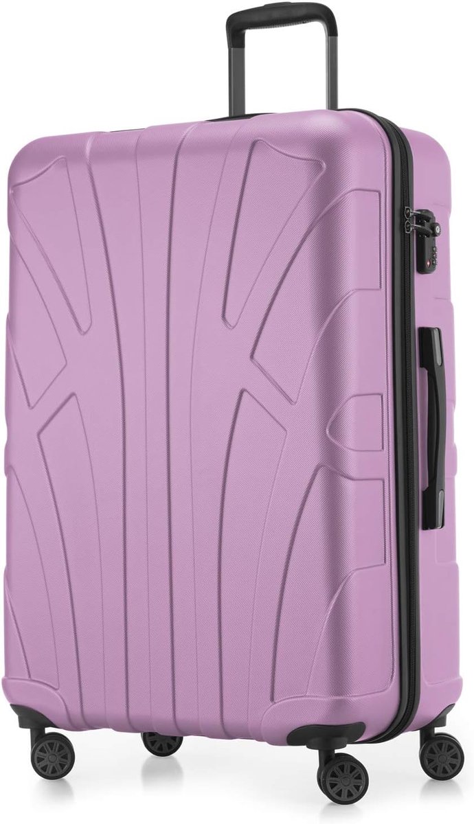 SnelShoppen - Grote Harde Koffer 76 x 53 x 31 cm ABS Uitschuifbaar (96-110 L) met TSA Slot, 4 Dubbele Wielen en Telescopische Handgreep, Paars - Ideaa