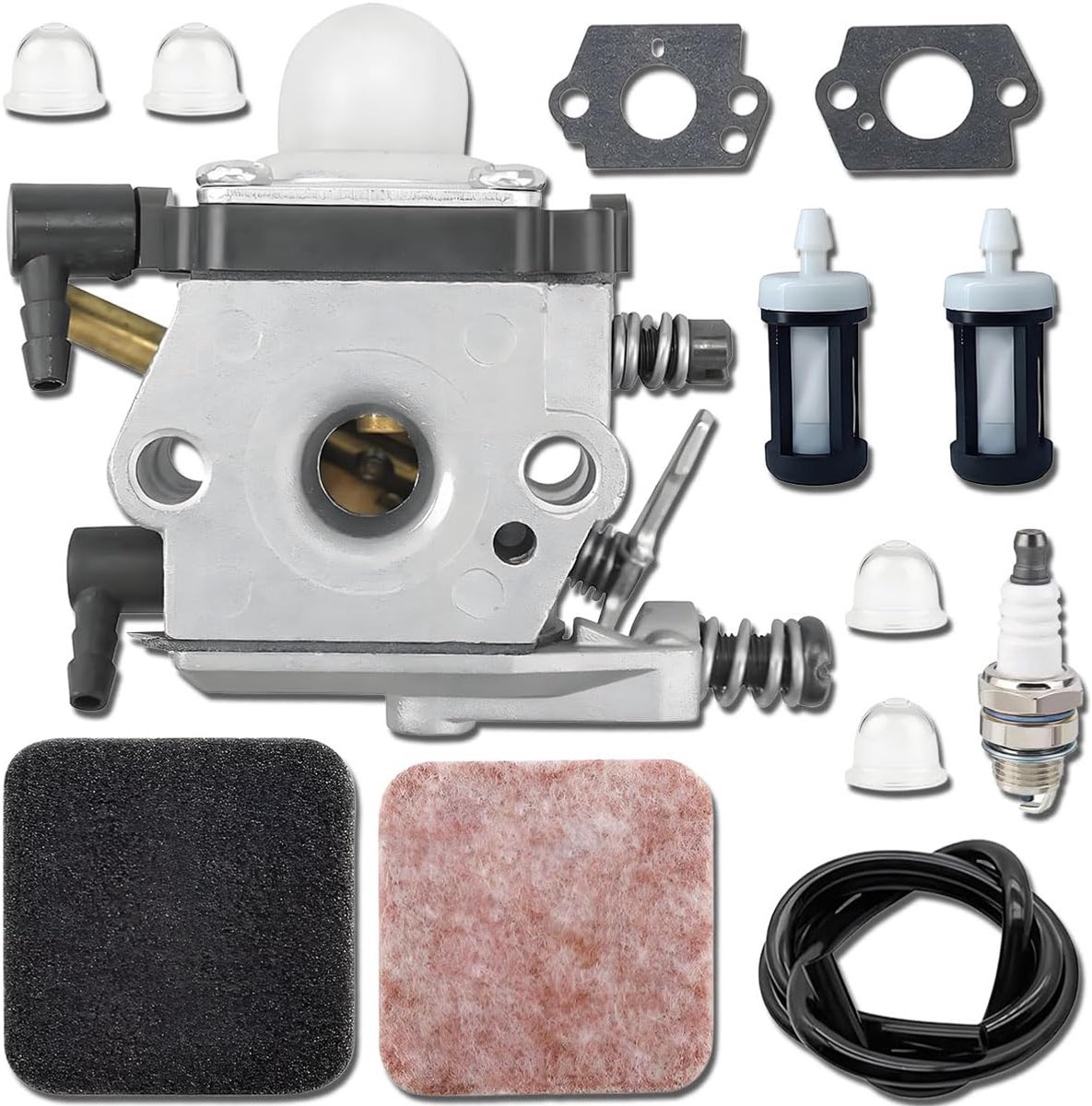 SnelShoppen - Carburateur WT-253 voor Bladblazers en Heggenscharen - Vervangend Onderdeel voor BG72 BG75 HS80 FS80 FS85 BG4227 met Luchtfilter 4137 12