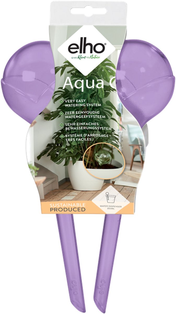 Elho Aqua Care 9 - Waterdruppelaar voor Planten - Gemaakt van Gereycled Plastic - Ø 17.3 x H 32.0 cm - Aubergine