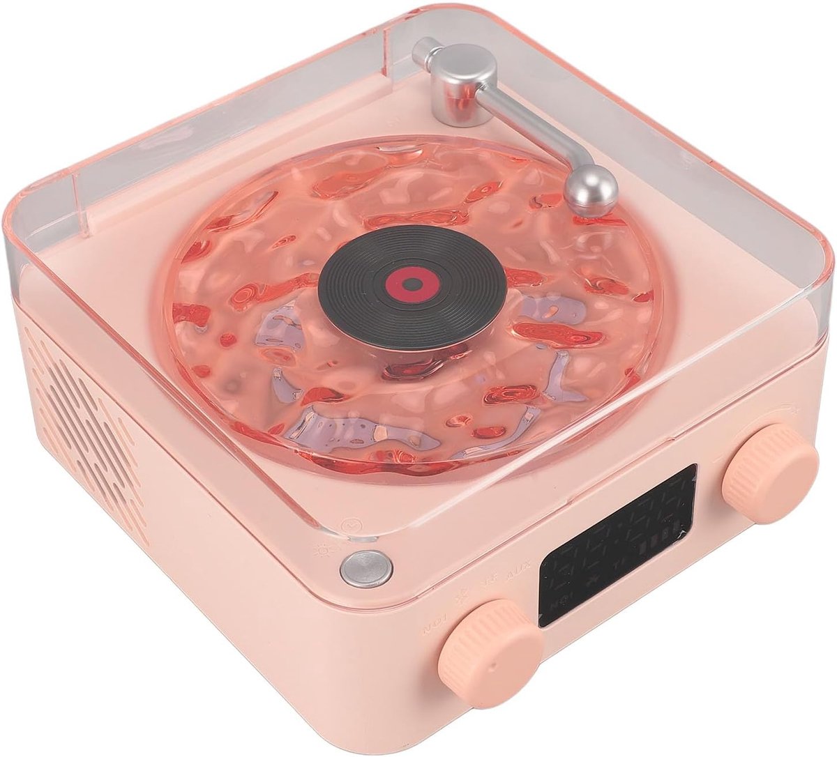 SnelShoppen - Vintage Bluetooth Speaker met Platen speler Stijl, Stereo Geluid, Nachtlamp en Klokweergave, Perfect voor Feesten en Thuisgebruik