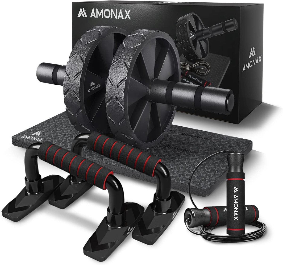 SnelShoppen - Convertible Ab Wheel Roller Ab Roller voor Abdominale Training met Grote Knie Mat - Fitness Equipment voor Thuis Gym - Ab Trainer voor M