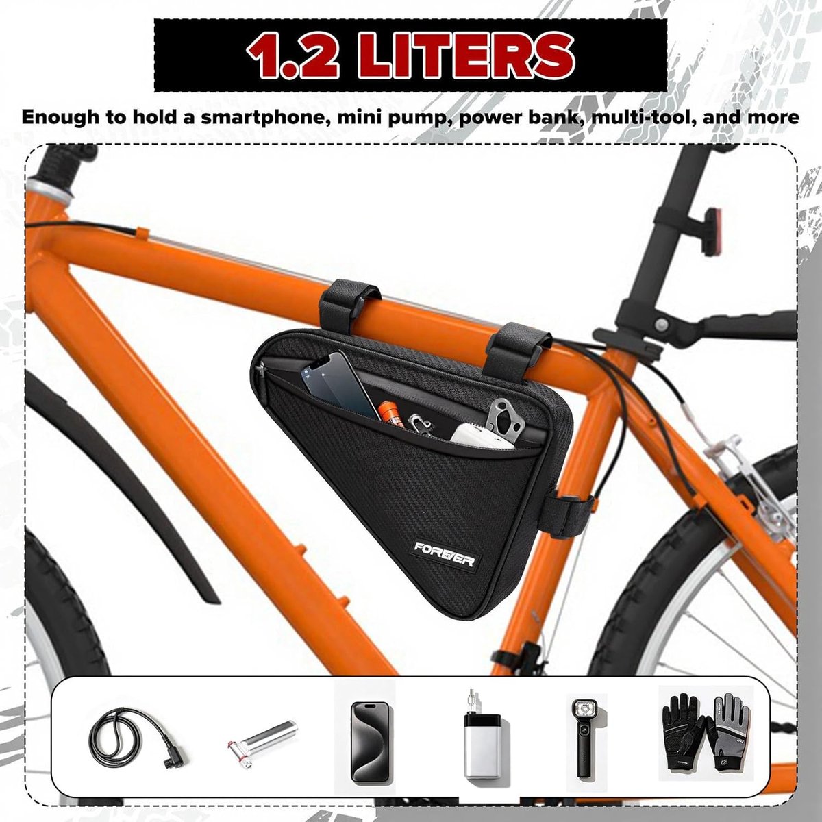 SnelShoppen - Fietstas Frame Bag Waterdicht 1.2L Triangle Bag voor MTB, Racefiets, Gravelbike - Stabiele Onderste Topbuis Tas