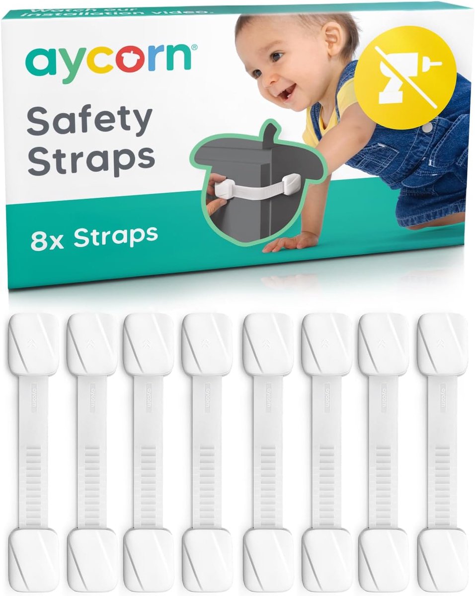 SnelShoppen - Kindveiligheid Cabinet Locks - 8 Stuks Zelfklevende Kinderveiligheidsstraps voor Meubels, Keuken, Toilet, Wit