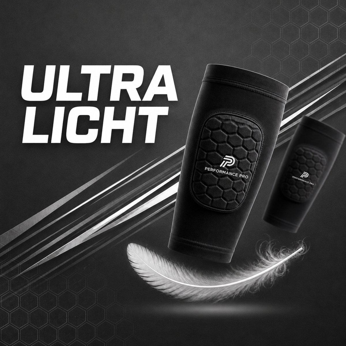 AYNKH Scheenbeschermers – 1 Paar Zwart, Honingraat Sponskussen – Anti-slip Siliconen, Ademend Lycra – Voor Voetbal, Hardlopen, Fitness & Outdoor Sport – Tieners & Volwassenen