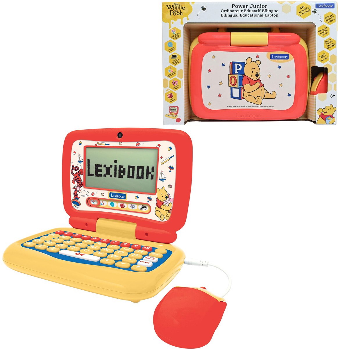 Winnie de Pooh Tweetalige Educatieve Laptop met 40 activiteiten verdeeld in 6 categorieën inclusief 3 geanimeerde verhalen en 1 leesmethode (EN/FR)