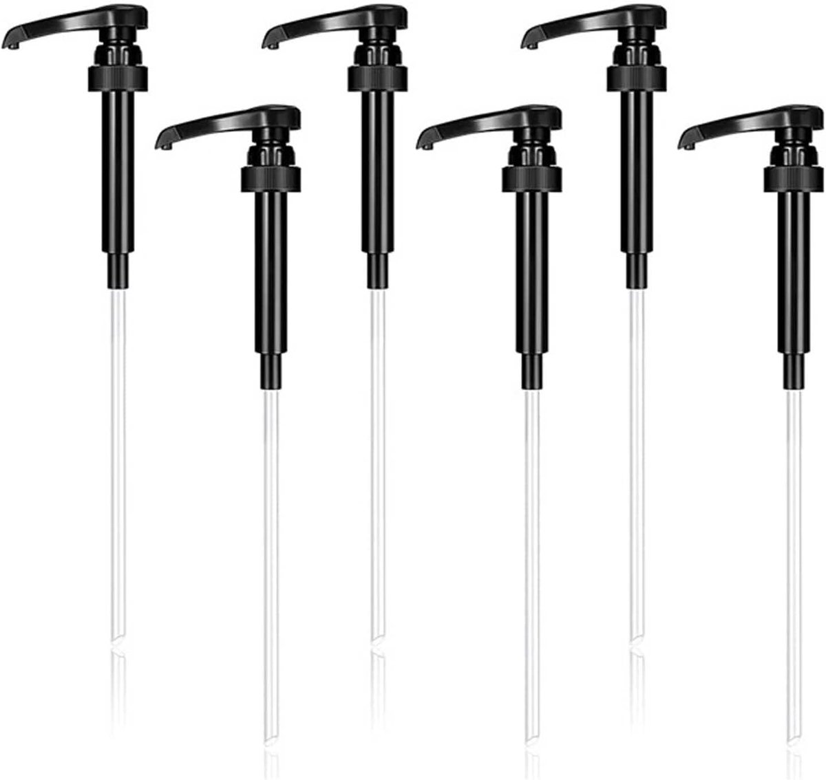 Zwarte siroopdispensers - set van 6 met lange stro - voor huis, bar, restaurant