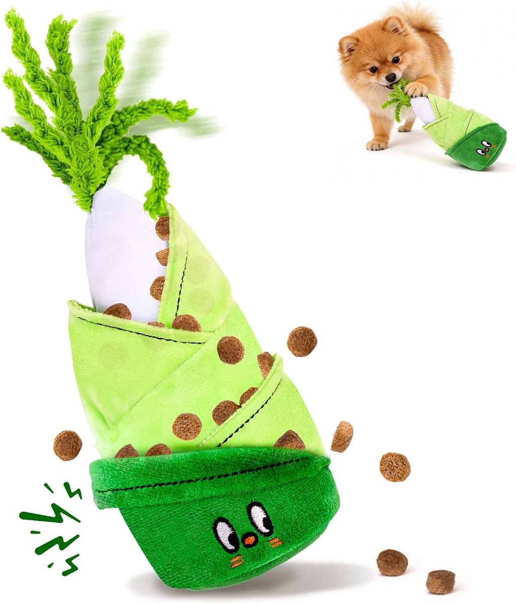 SnelShoppen – Interactief Honden Speelgoed, Pluche Snuffel Speeltje met Snackcompartiment, Mentale Training voor Honden, Verlicht Verveling, Intellige