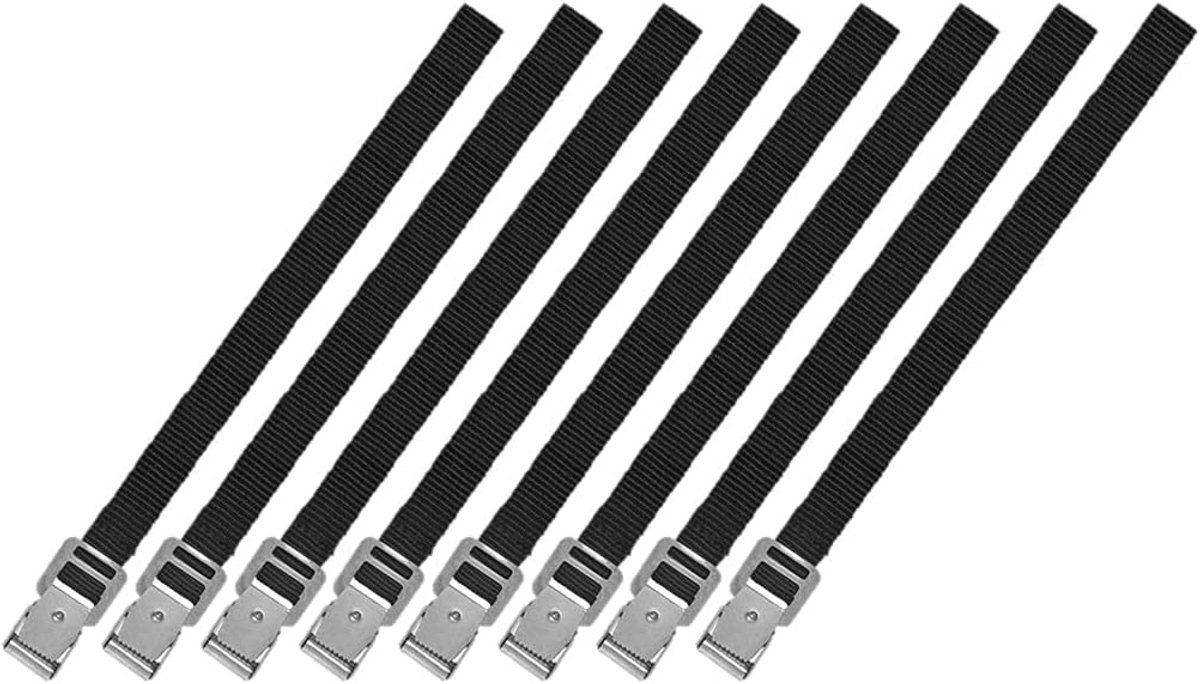 SnelShoppen - 8 x Spanbanden Metalen Gesp 18 mm x 40 cm - Fietsendrager, Bagage, Voortent en Outdoor Bevestigingsriemen voor Camping en Transport