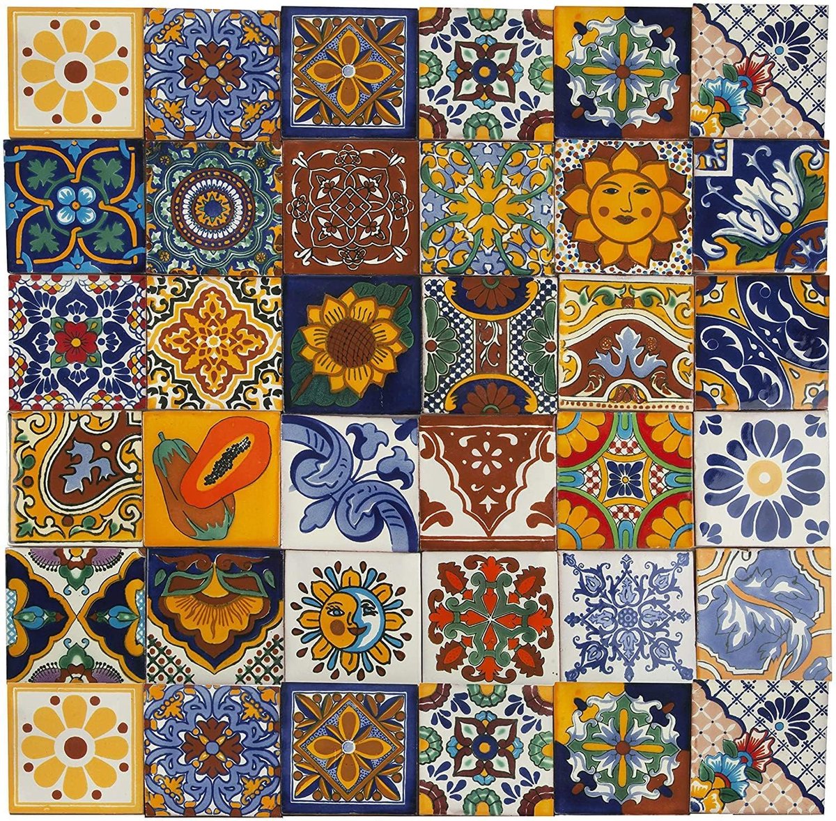 SnelShoppen - Handmade Mexicaanse Tegels 10x10 cm - Set van 30 Kleurige Ceramische Tegels voor Keuken, Badkamer, Tuin en Decoratie