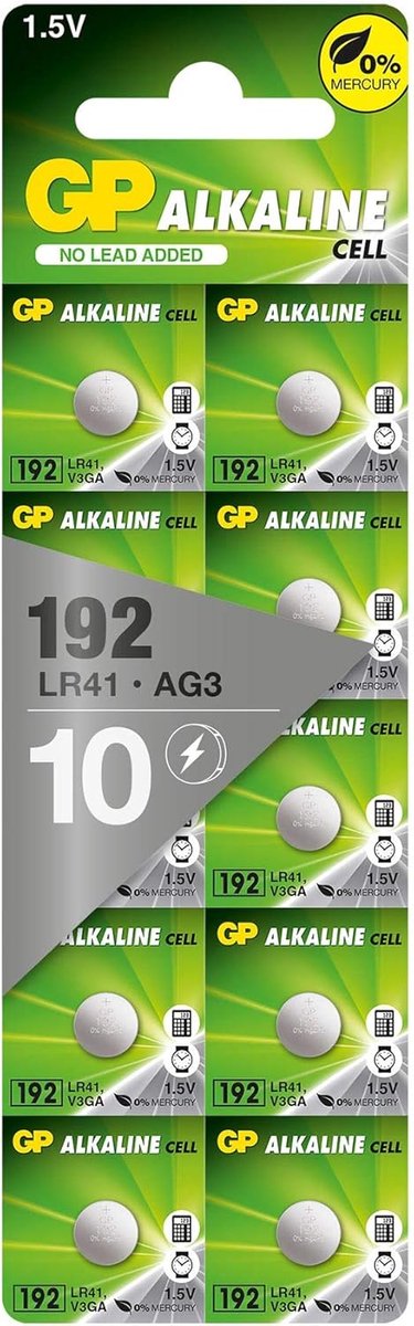 SnelShoppen - 10x LR41 Alkaline Batterijen AG3, Knopcel 1.5V, Duurzaam en Kwikvrij, Ideaal voor Horloges, Thermometers, Speelgoed en Meer