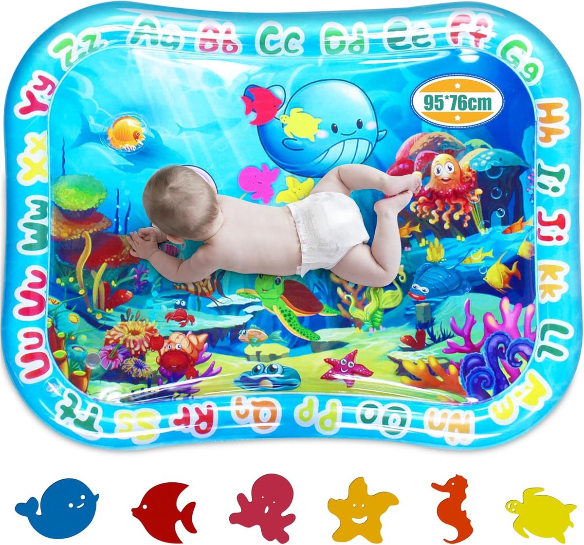 SnelShoppen - XXL Baby Water Mat 95 x 76cm - Inflatable Water Speelmat voor Baby's 3-12 Maanden - Sensory Ontwikkeling - Veilig en Ruim Speelplezier