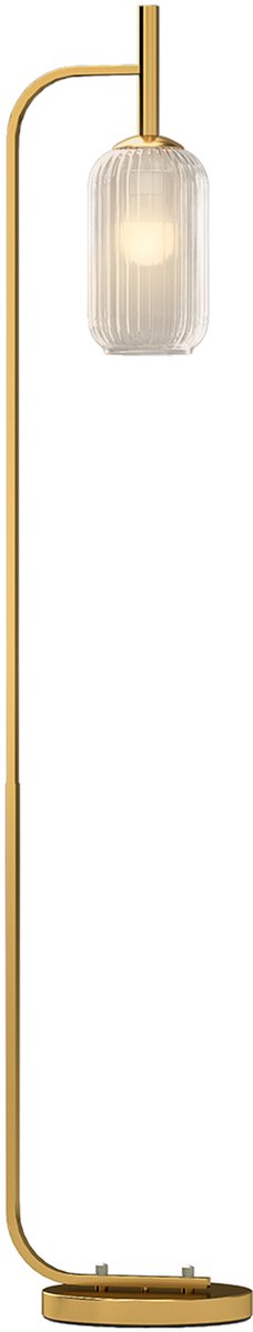 ECTEATOY® Vloerlamp 152 cm met Glazen Lampenkap - Staande Lamp voor Woonkamer en Slaapkamer - Voetschakelaar - Metaal - E27 Fitting - Niet inbegrepen