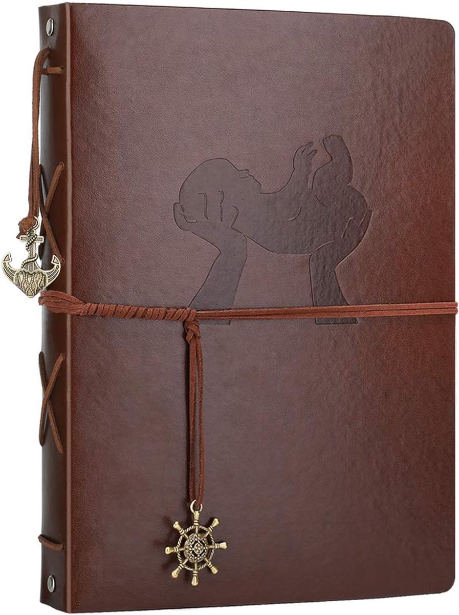 SnelShoppen - Vintage DIY Foto Album - Bruin Leer - 30 Bladen Zwart Foto Papier - Scrapbook - Baby Album - Cadeau voor Doop en Geboorte - Groot 28x21