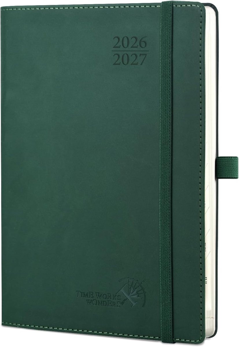 SnelShoppen - POPRUN Docenten Agenda Duits 2026-2027 A5 - Schoolplanner met PU Softcover, Maandregister, Groene Kleur, Voor Onderwijs en Lesvoorbereid