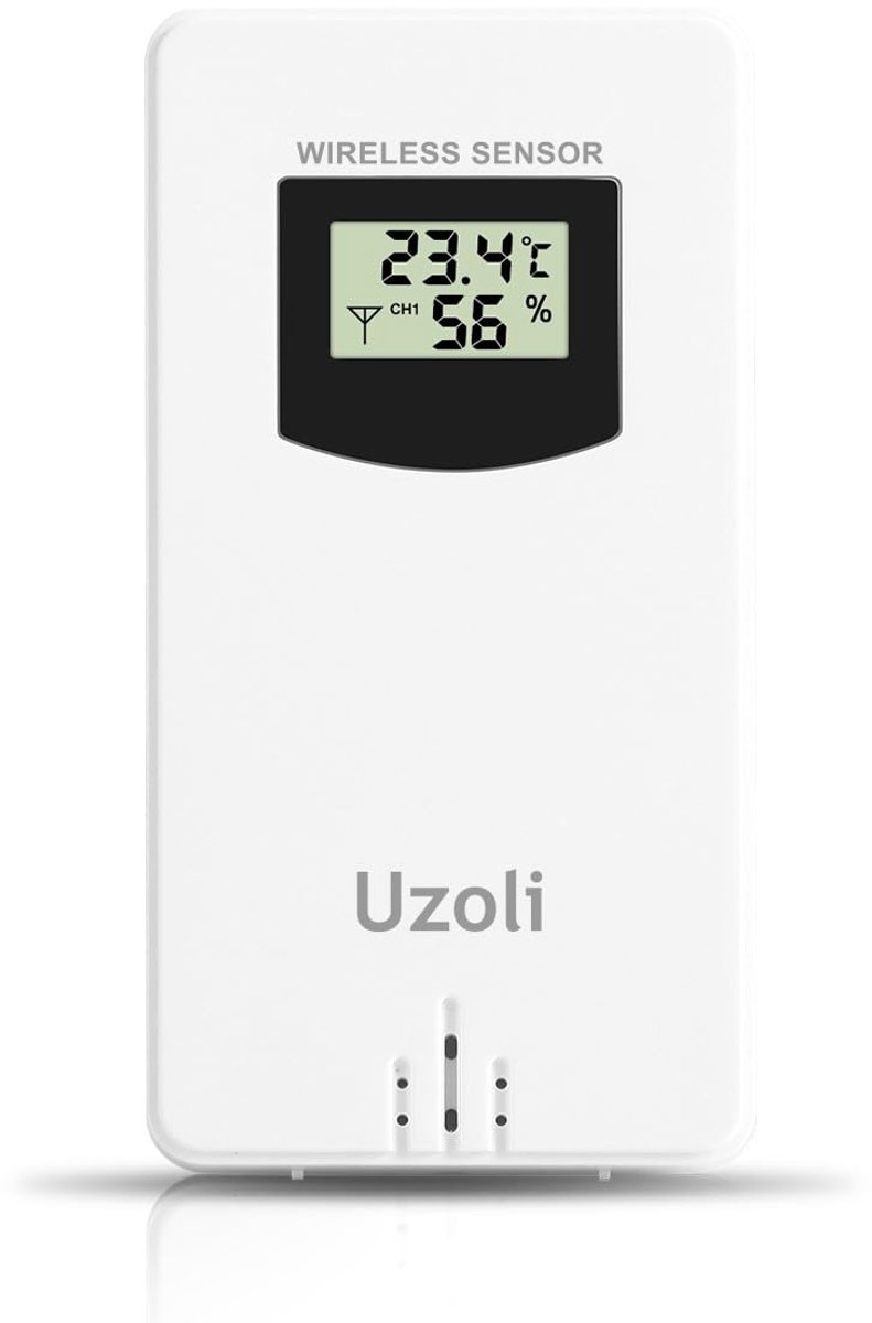SnelShoppen - Uzoli Outdoor Sensor Vervangingssensor voor Weerstation EM3390 - 433.92 MHz - Geschikt voor EM3405, EM3403 en EM3539A - Betrouwbare Weer