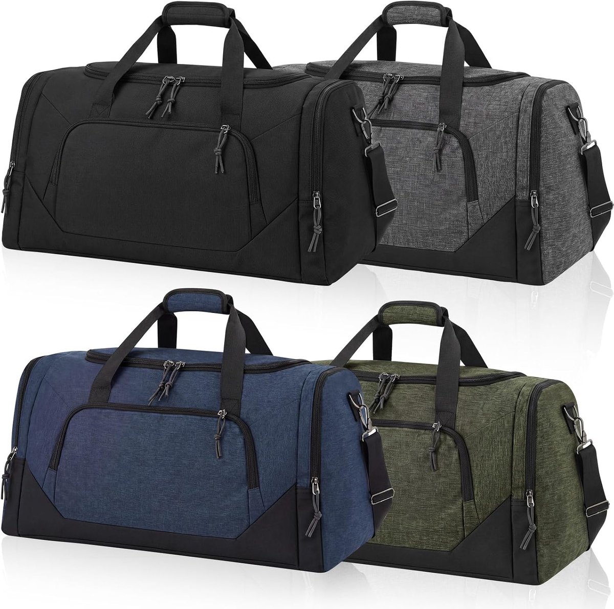 SnelShoppen - Set van 4 Dakkoffers en Reistassen 61 cm, 55 L, Duffeltas met Schoenenvak, Inclusief 4 Bagagelabels, Ideaal voor Vakantie, Auto, Camping