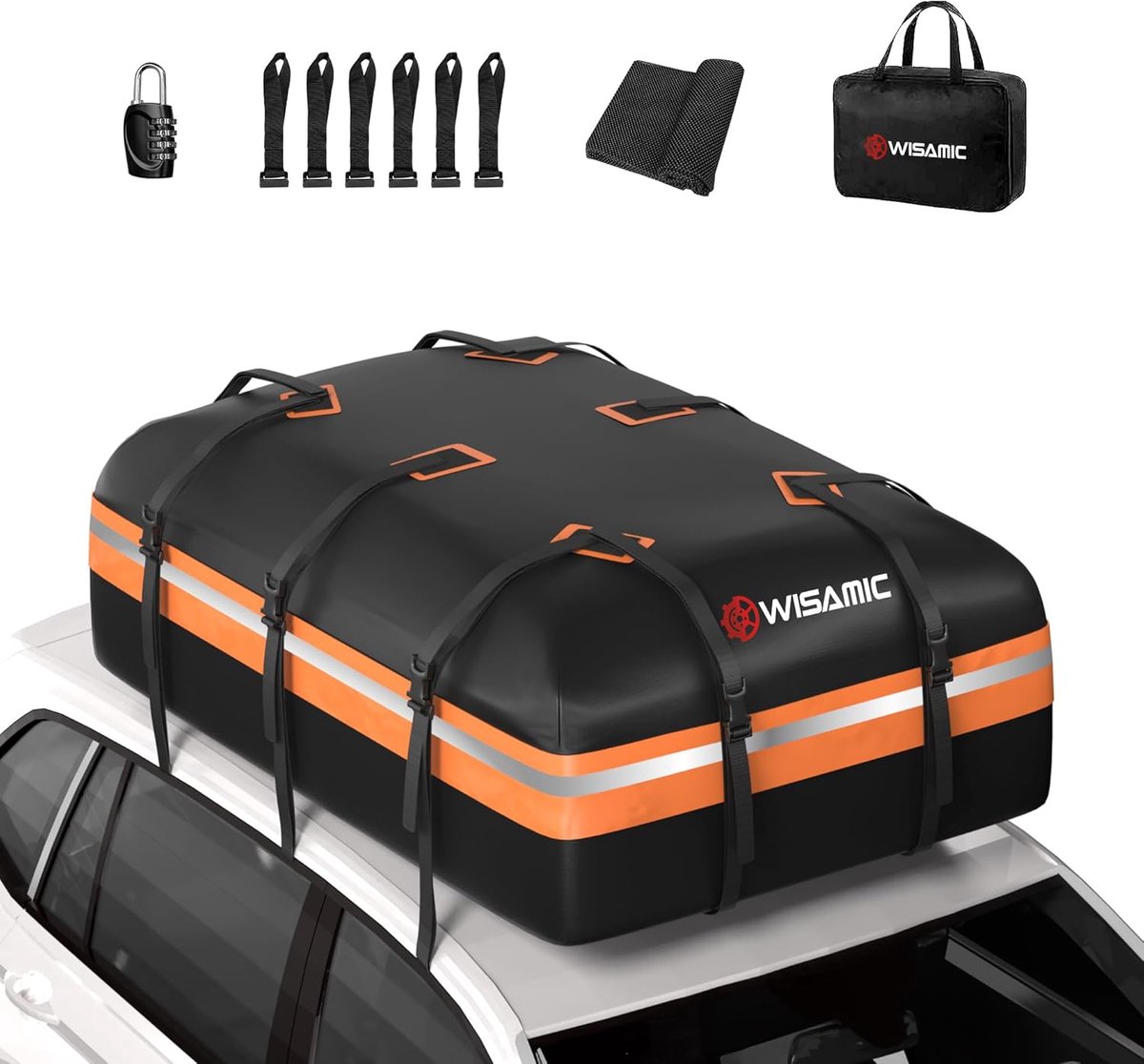 SnelShoppen - Foldable Car Roof Box 595L, Waterdichte Dakkoffer, 1000D Oxford, Ruime Opslag voor Auto, Van, SUV, Perfect voor Camping en Reizen