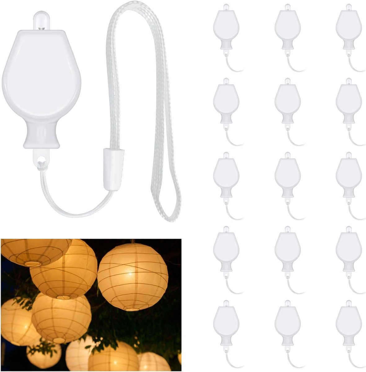 SnelShoppen - Pack van 15 Mini LED Lantaarn Lichten, Batterij Aangedreven, Warm Wit, Miniatuur LED Lampjes voor Ballonnen, Feestdecoratie voor Verjaar