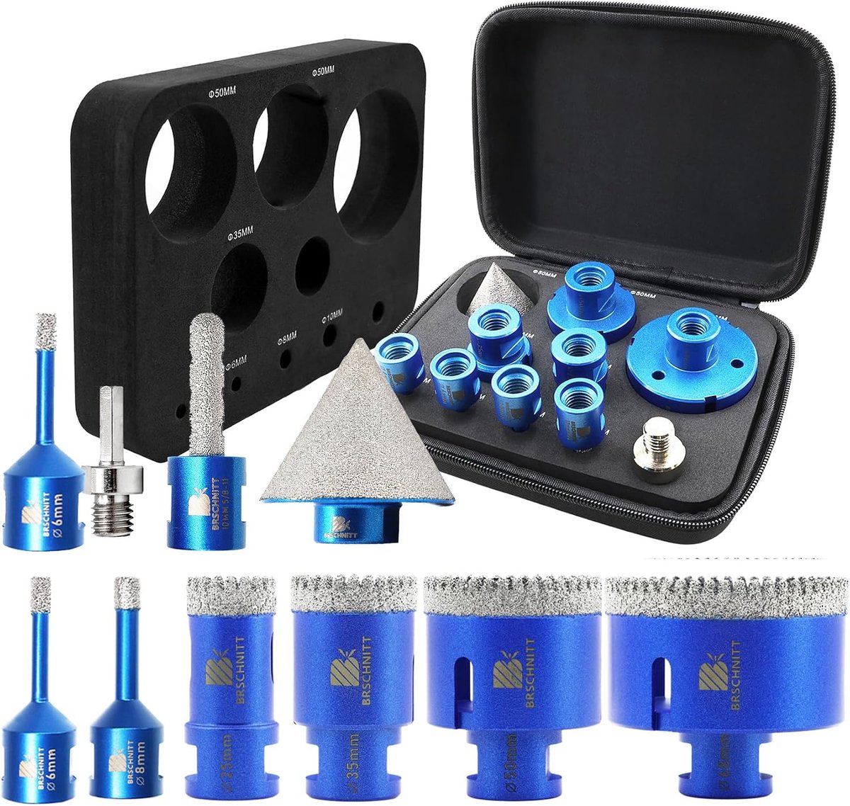 SnelShoppen - M14 Diamant Tegeldrill Bit Set 6/6/8/25/35/50/68mm voor Porselein, Keramiek, Marmer, Graniet - Voor Hoekslijpmachine