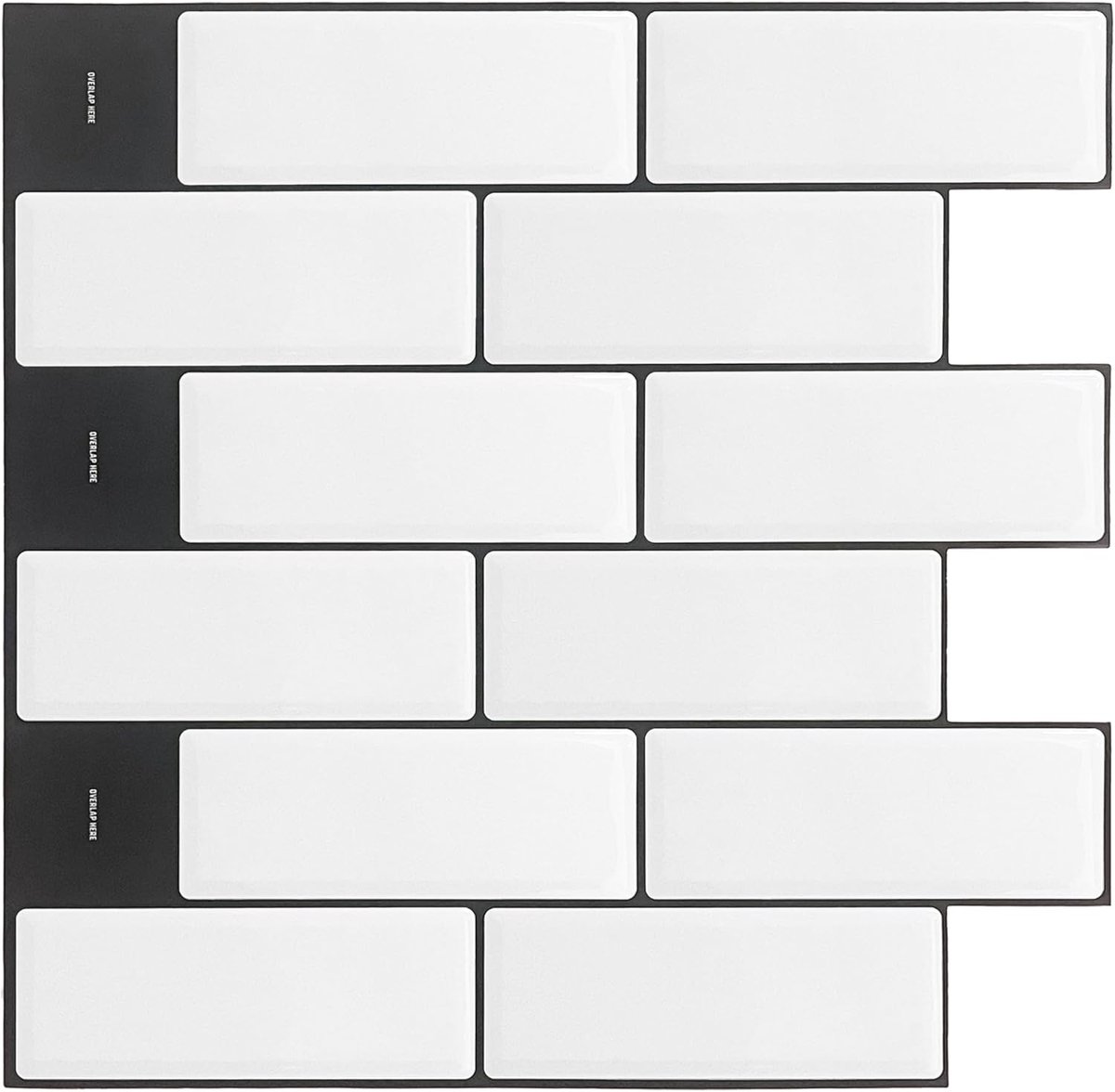SnelShoppen - 3D Zelfklevende Tegels Badkamer Keuken Glanzend Wit 30.5x30.5 cm - Verwijderbare Tegelstickers voor Eenvoudige Renovatie - Set van 6
