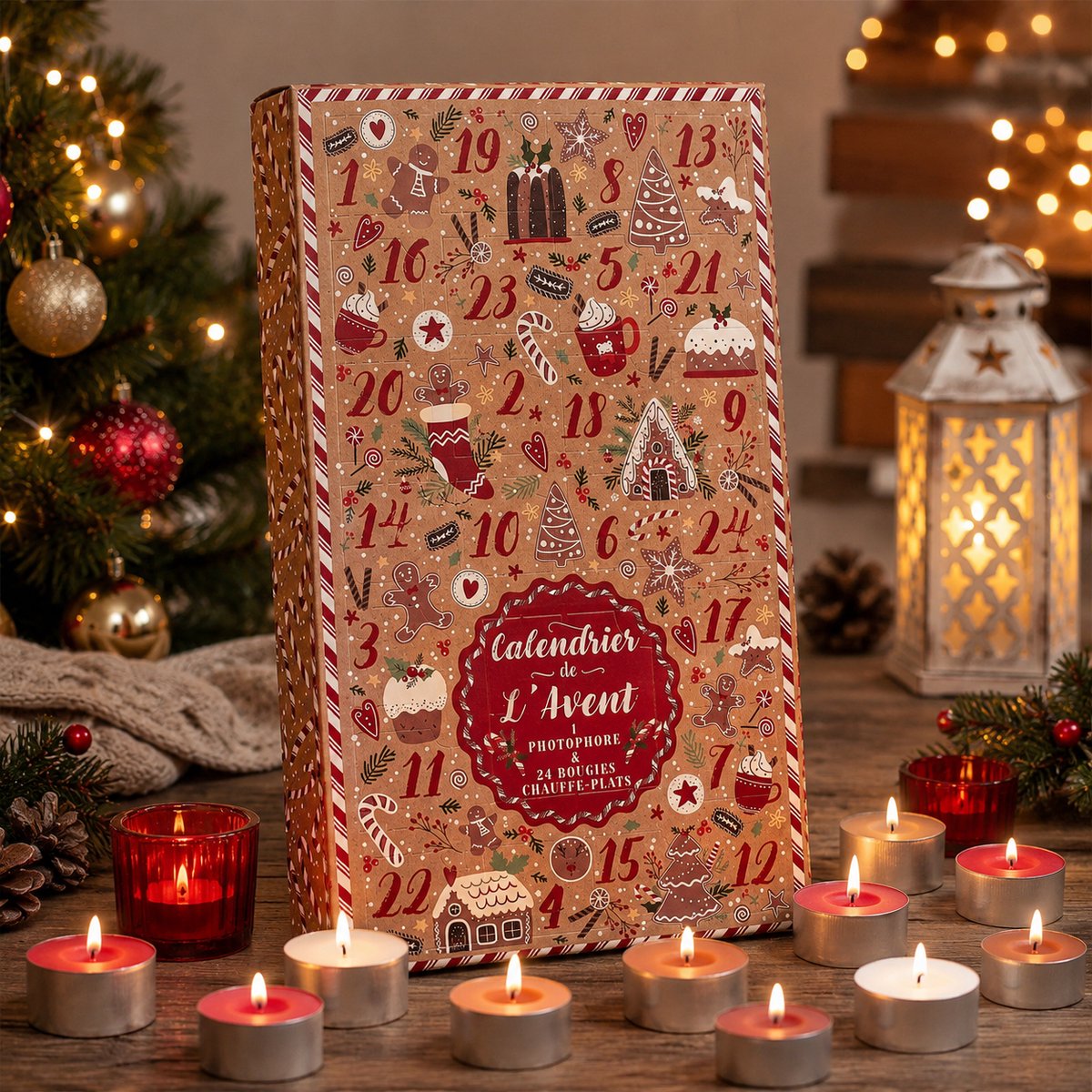 Adventskalender met 24 Geurkaarsjes – Inclusief Glazen Kaarsenhouder – Cadeaubox met 24 Kaarsen – Kaarsen Adventskalender voor Volwassenen – Kerstcadeau – Geurkaarsen Cadeauset – Rood – foto 7