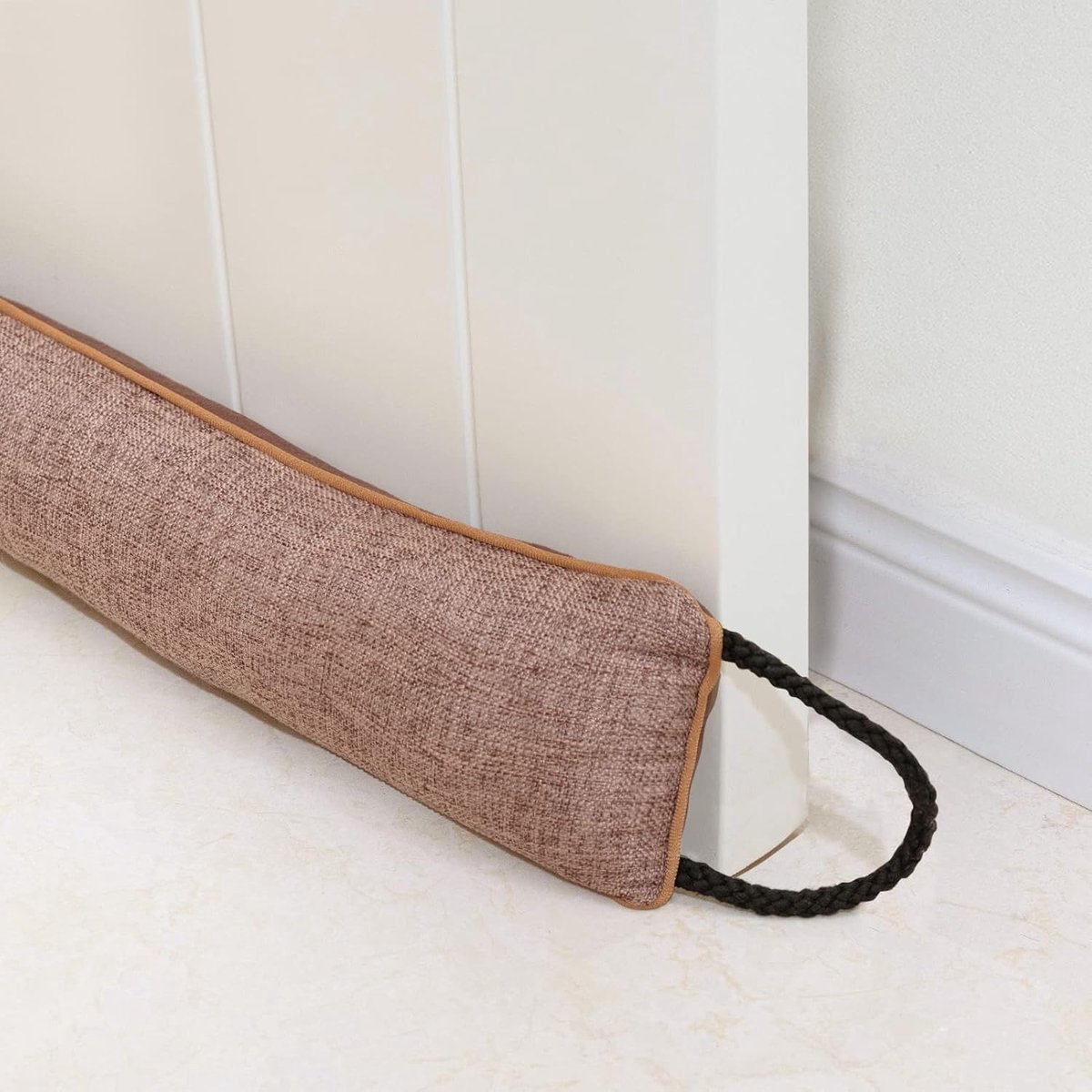 SnelShoppen - Decoratieve Windstopper 76cm - Gewogen Deur- en Raamdichtener - Geluidsblokker voor Onder de Deur - Bruin - 30" - Ideaal voor Thuisgebru