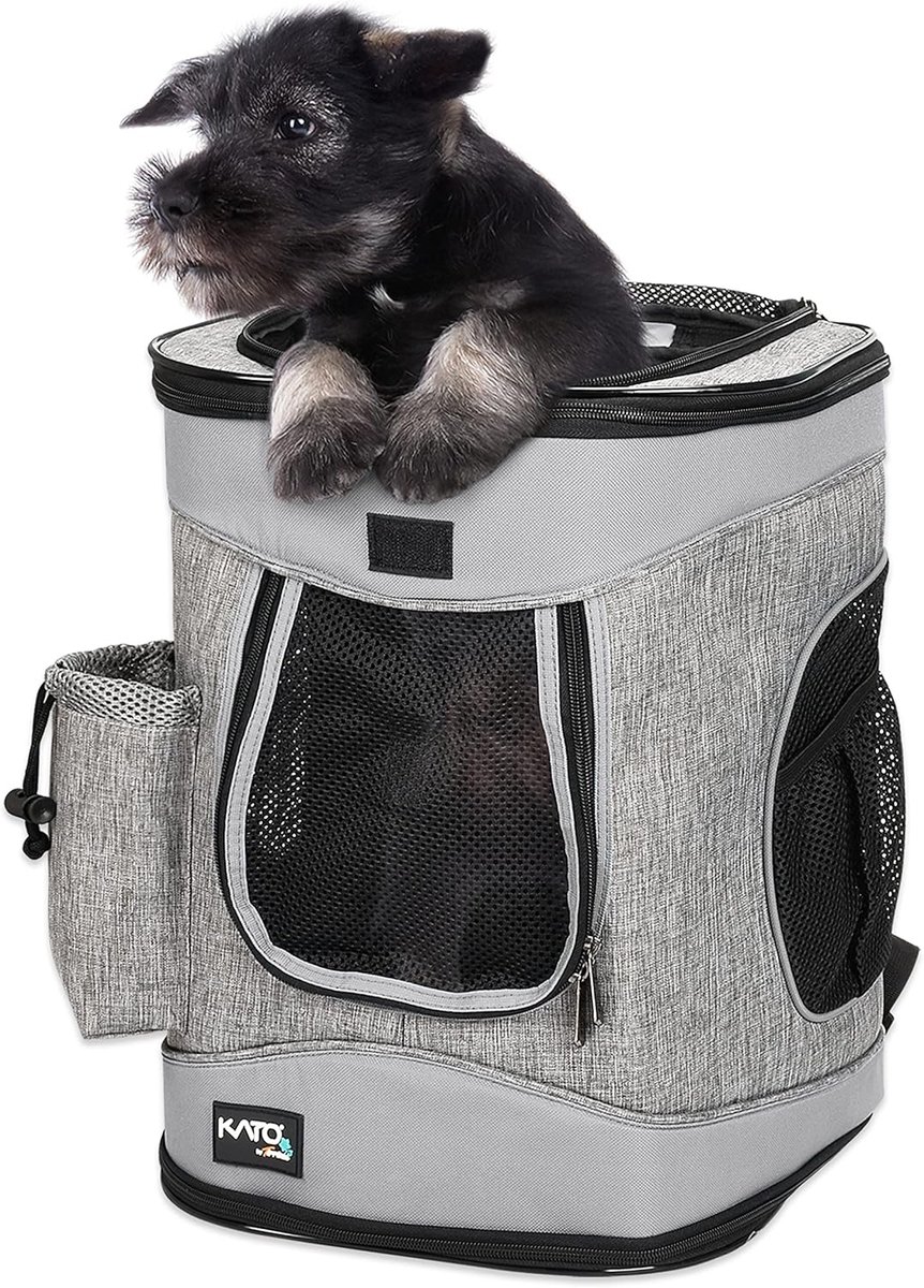 SnelShoppen - Grote Katoenen Dierenrugzak voor Kleine Honden en Katten - Vouwbare Draagtas met Gevoerde Rugsteun voor Wandelen, Fietsen, Kamperen en B