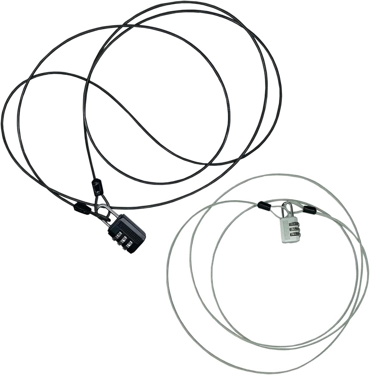 SnelShoppen - 2x Veiligheid Kabels Met Dubbele Sluiting - 2 Meter Roestvrij Staal Fiets/Motor Beveiliging - Ideaal Voor Tuin, Camping, Reizen