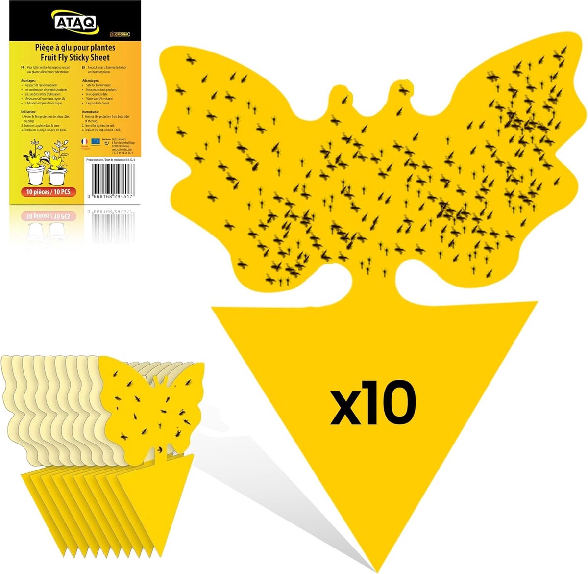SnelShoppen - Zelfklevende Vliegenvanger Pads - Anti-vlieg Insecten Traps voor Binnen en Buiten - 10 Stuks - Effectieve en Duurzame Adhesieve Insecten