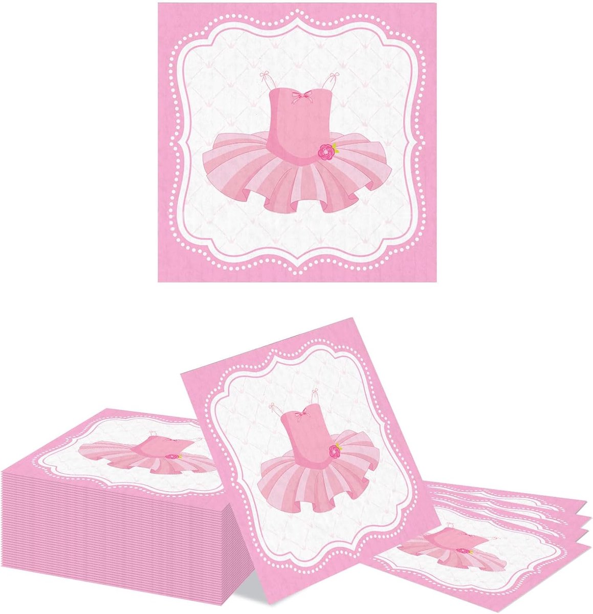 SnelShoppen - 20 Wegwerp Ballerina Servetten 33cm - Roze Witte Tutu Feestdecoratie - Perfect voor Meisjes Verjaardag, Dansfeest, Babyshower en Bruilof