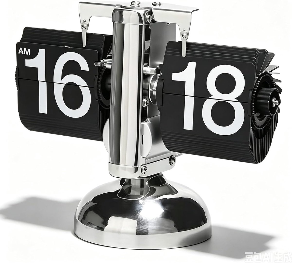 SnelShoppen - Flip-bureauklok Retro Mechanisch Automatisch Draaien Tafelklok met Digitaal Display 304 Roestvrij Staal Zwart voor Thuis en Kantoor