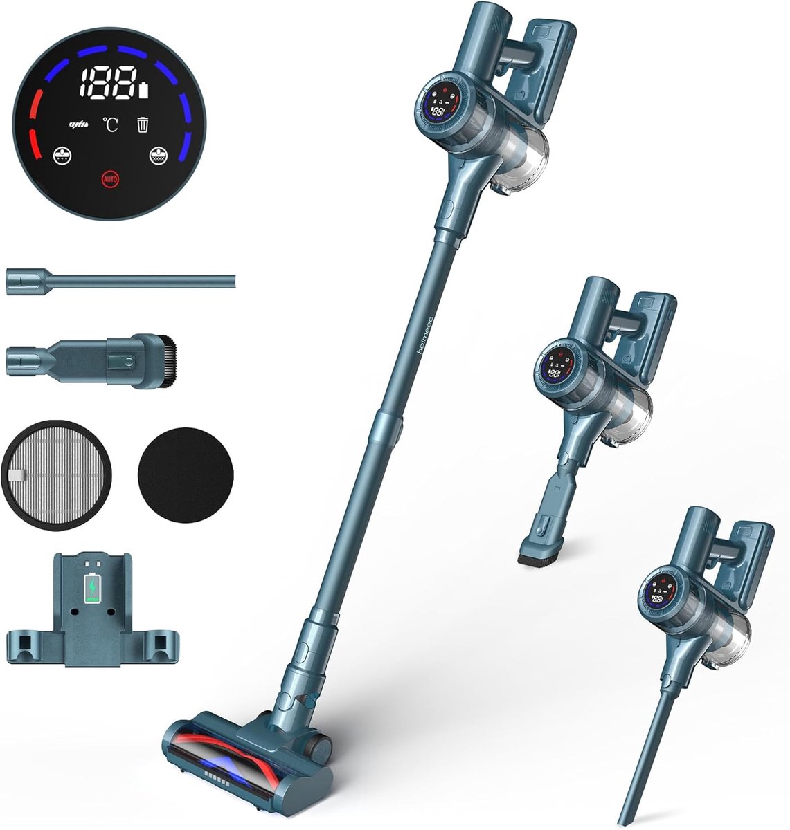SnelShoppen - Draadloze Stofzuiger C3 - Krachtige Snoerloze Zuiger - Lichtgewicht en Handzaam - Ideaal voor Thuis, Auto en Camping - Blauwe Stofzuiger