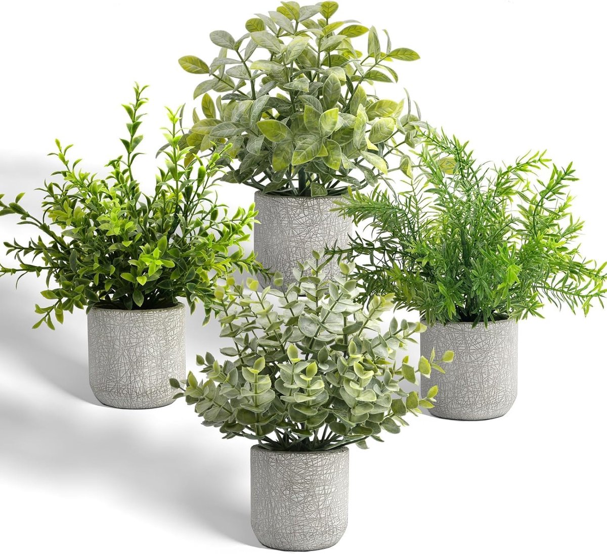 SnelShoppen - 4 Stuks Kunstplanten - Eucalyptus & Faux Aloe Planten in Potten - Duurzaam en Milieuvriendelijk - Groene Decoratie voor Keuken, Badkamer
