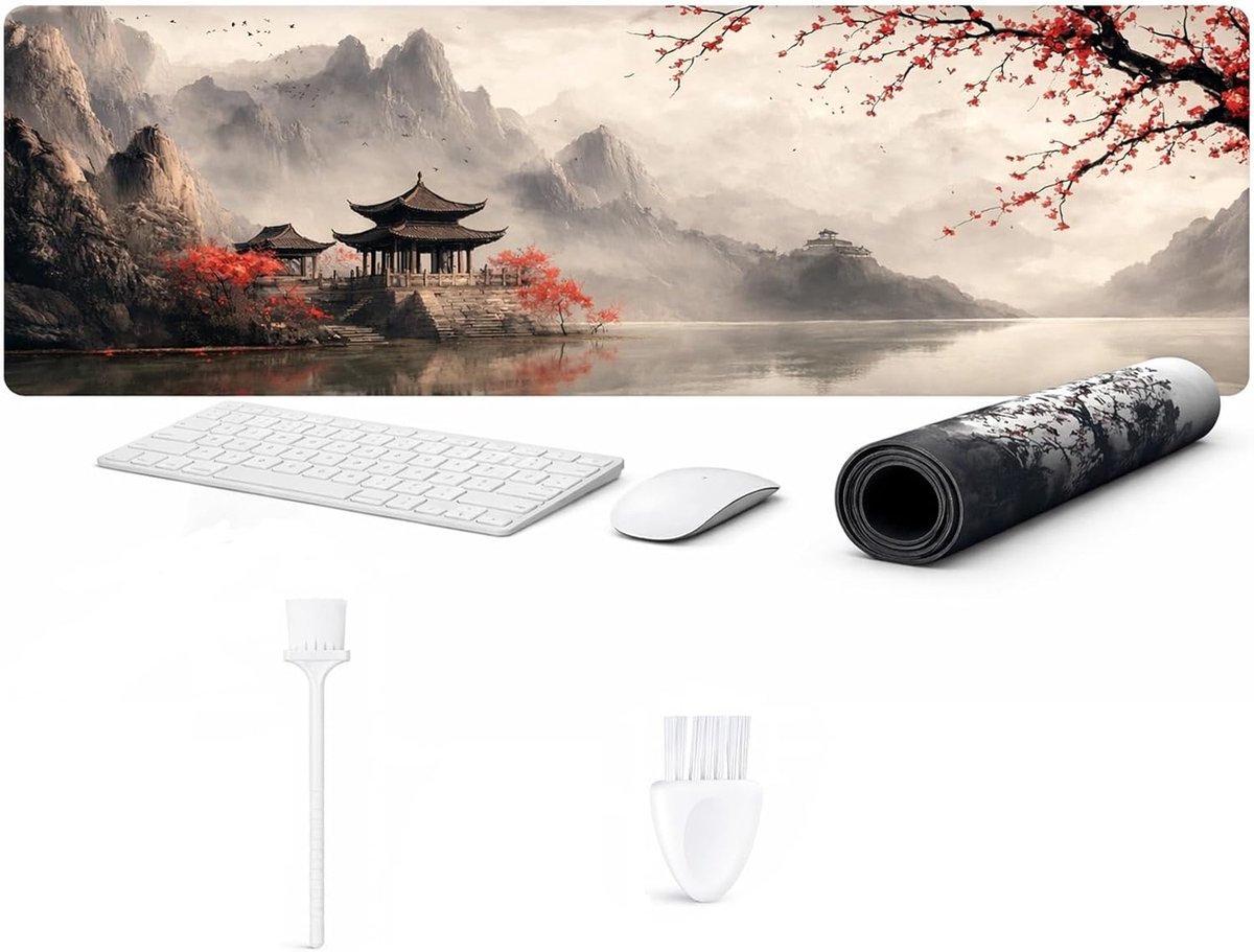 SnelShoppen - Grote muismat voor bureau 800 x 300 mm, XXL gaming muismat met gestikte randen, antislip oppervlak, wasbare muismat voor pc, laptop en h