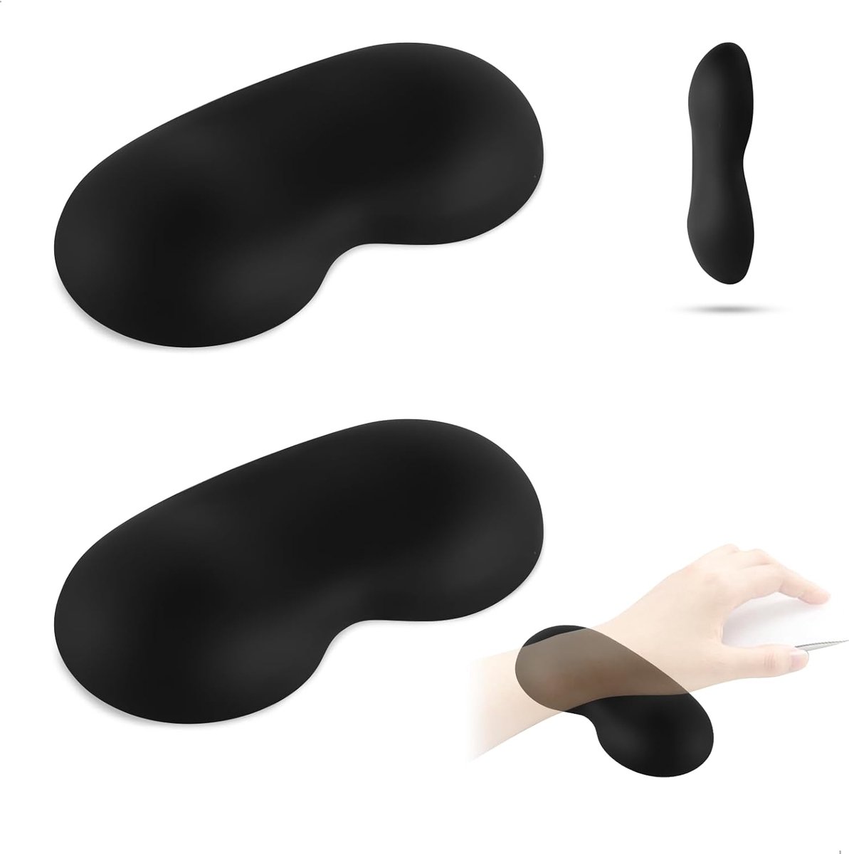 SnelShoppen - 2 Pack Ergonomische Muismat en Toetsenbord Polssteun met Geheugenschuim, Anti-slip PU Basis, Vermindert Pols Pijn voor Thuis en Kantoor