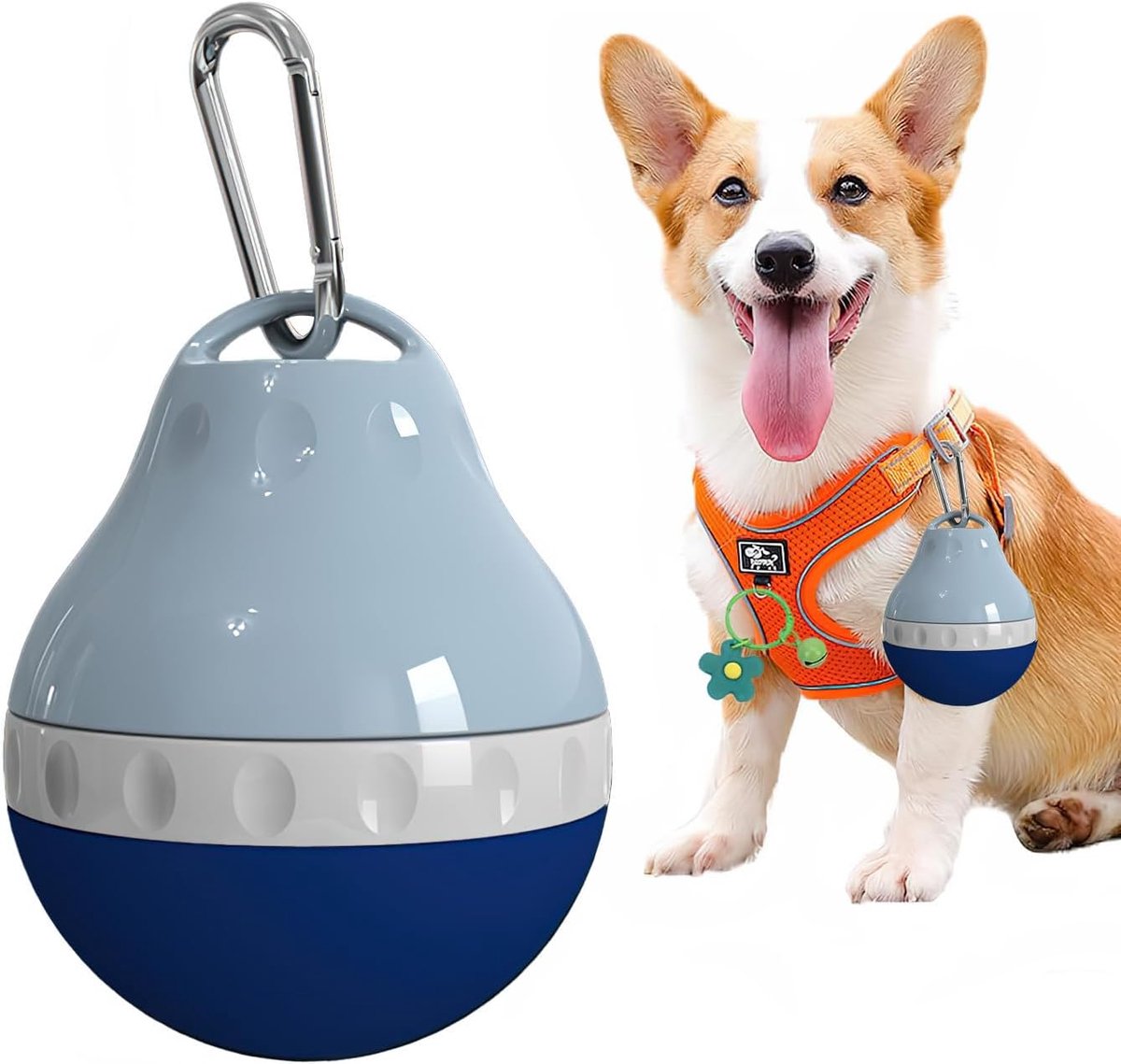 Drinkfles - Honden reiswaterfles - afneembare drinkkom, lekvrij opvouwbaar siliconen lichaam, draagbaar voor kleine huisdieren tijdens wandelen, wandeltochten en reizen, afmetingen - 8 × 9.5 cm